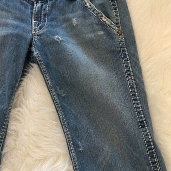 True Religion Sammy Crop Capris Medium Blue 31 - Picture 2 of 7